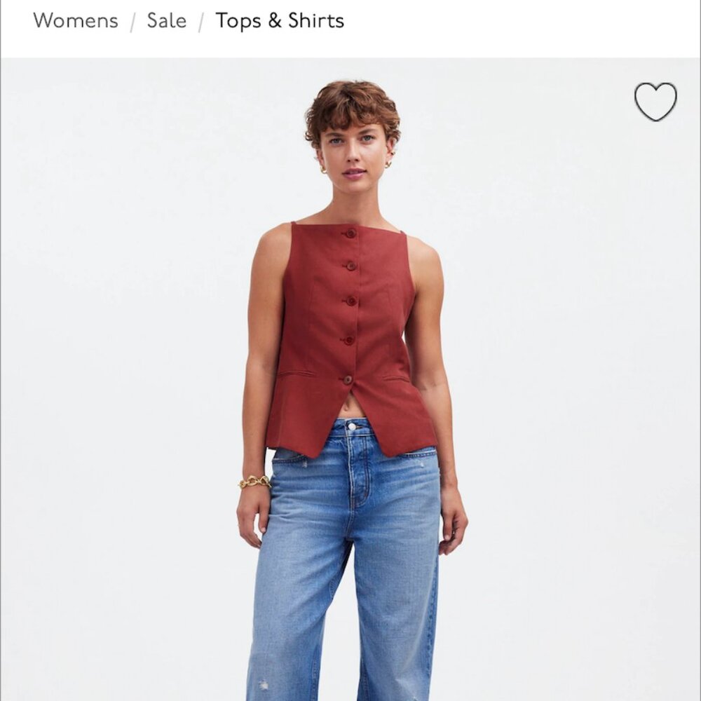 Madewell Square-Necked Vest Top in Crimson, Size 00